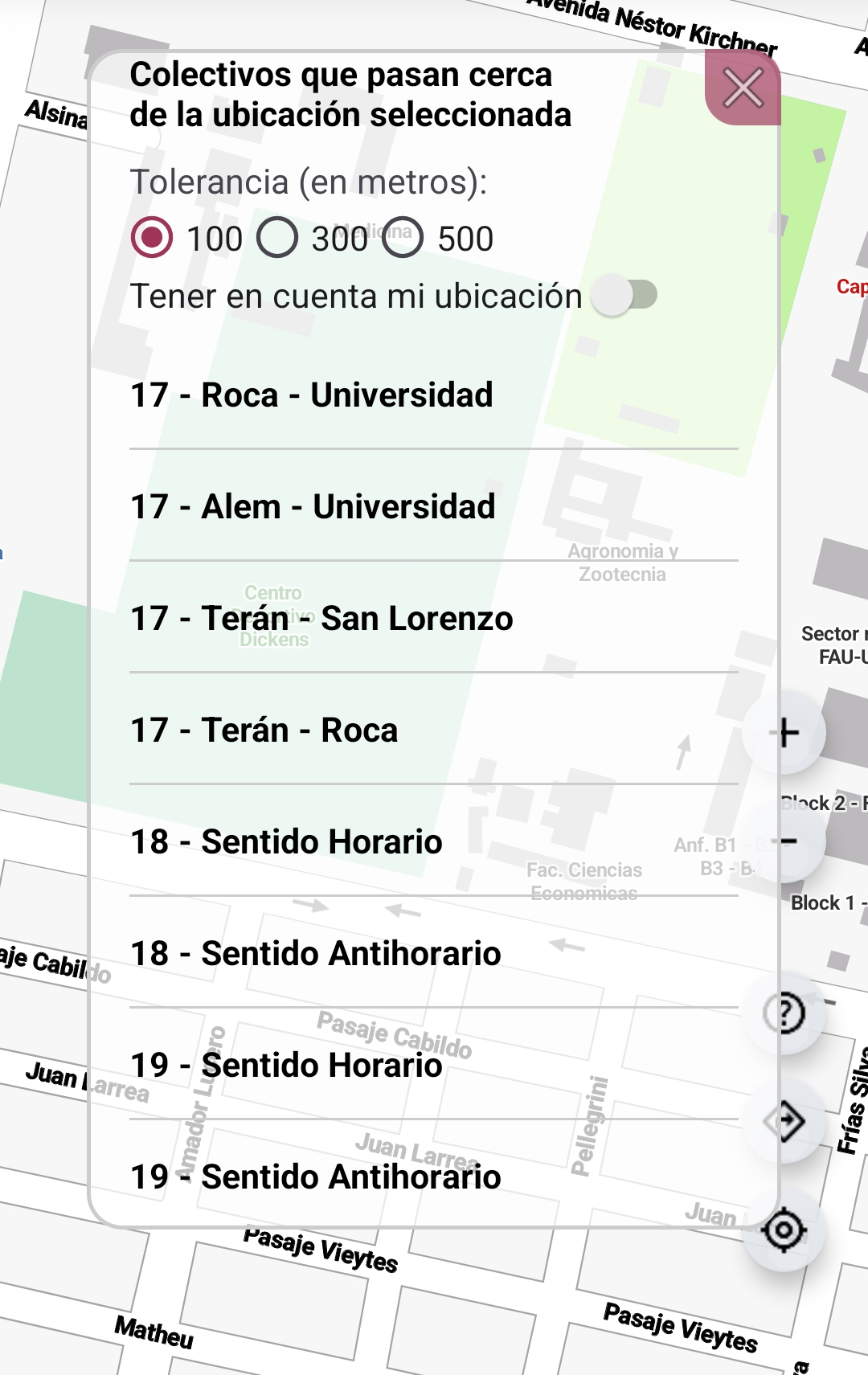 Que colectivos pasan por esta ubicacion